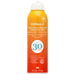 Derma E Ultra Sheer Mineral Body Sunscreen Mist SPF 30 6 Oz