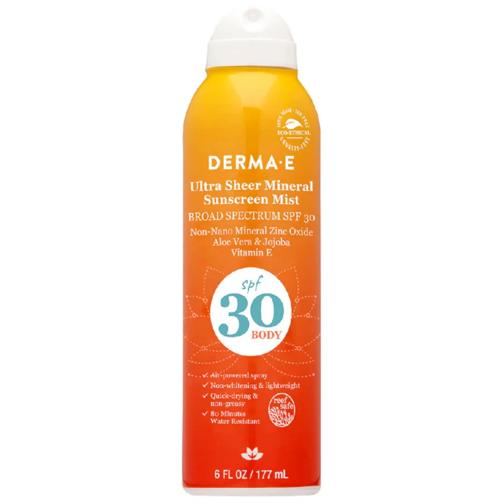 Derma E Ultra Sheer Mineral Body Sunscreen Mist SPF 30 6 Oz 3 Derma E Ultra Sheer Mineral Body Sunscreen Mist SPF 30 6 Oz