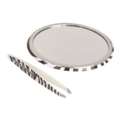 Tweezerman Satin Etched Zebra Print Slant Tweezer With Free Mirror
