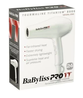 Babyliss Pro Hair Dryer Tourmaline Titanium 5000 White 4 Babyliss Pro Hair Dryer Tourmaline Titanium 5000 White - Image 2