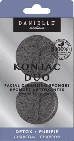 Danielle Konjac Duo Facial Cleansing Sponges-Charcoal