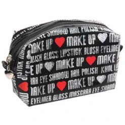 HARRY KOENIG LARGE BLING RED HEART COSMETIC BAG