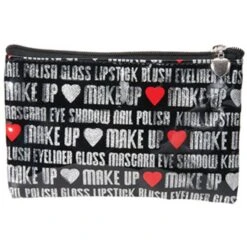 HARRY KOENIG MEDIUM BLING RED HEART COSMETIC BAG