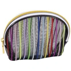 Harry Koenig Stripe Mesh Oval Cosmetic Bag