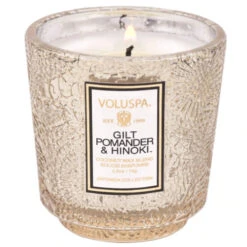 Voluspa Petite Pedestal Candle-Gilt Pomander And Hinoki