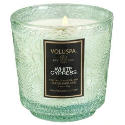 Voluspa Petite Pedestal Candle-White Cypress