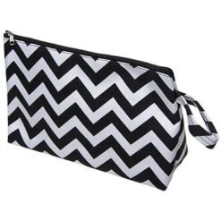 KINGSLEY BLACK/WHITE CHEVRON COSMETIC BAG