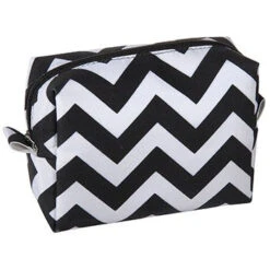 KINGSLEY BLACK/WHITE CHEVRON SMALL COSMETIC BAG