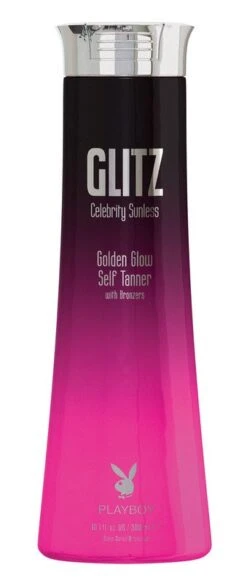 PLAYBOY SUNLESS GLITZ GOLDEN GLOW SELF TANNER WITH BRONZERS 10.1 OZ